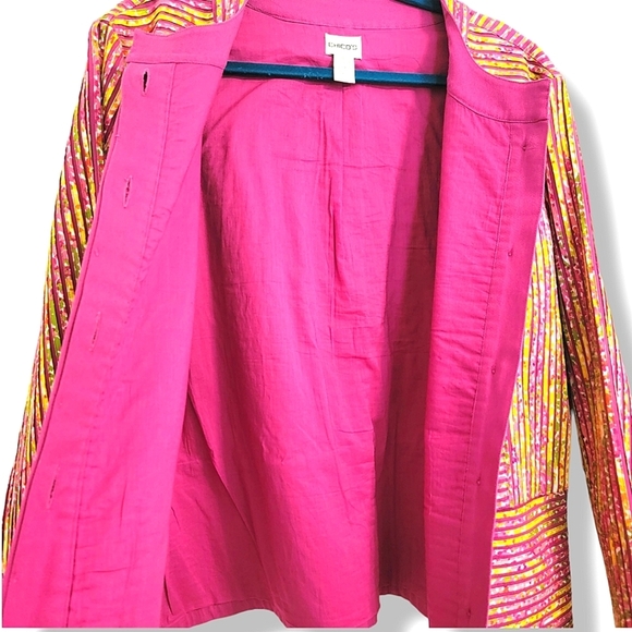 Chico's Textured Multicolored Cotton Business Casual Formal Coat Blazer Size XL - Picture 7 of 14